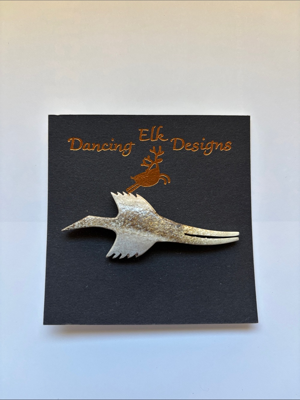 Burnt Deer Antler Bird Brooch